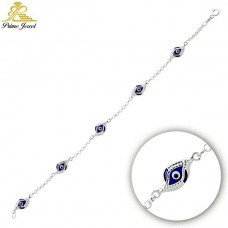 Gümüş Nazar Boncuklu  Bilezik/Bileklik     