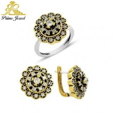 Gümüş Otantik Taşlı Set