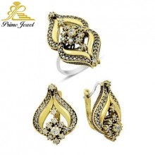 Gümüş Otantik Taşlı Set