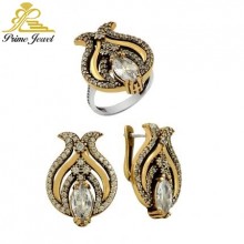 Gümüş Otantik Taşlı Set