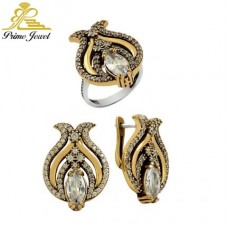 Gümüş Otantik Taşlı Set