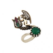 Gümüş Otantik Taşlı Yüzük